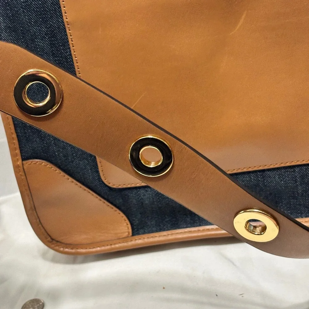 Michael Kors Sullivan Messenger Women L Dark Denim Leather Crossbody